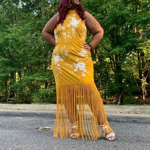 Mustard fringe dress